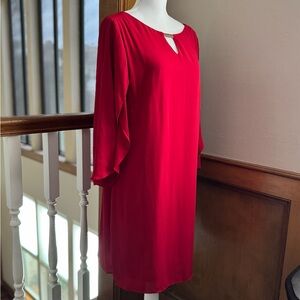 Red formal midi dress